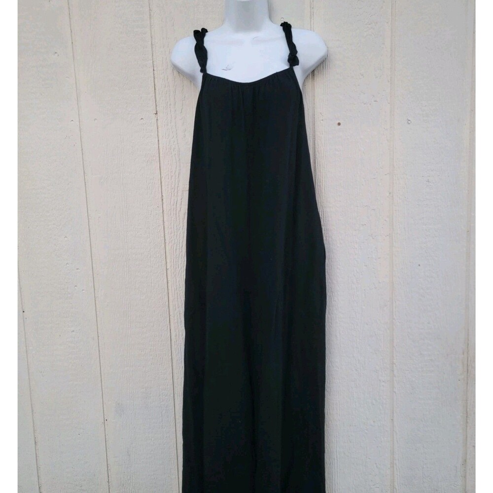 Kirundo Linen Blend Blk Wide Leg Jumpsuit Sz L Boho Festival Beachy Resort Wear